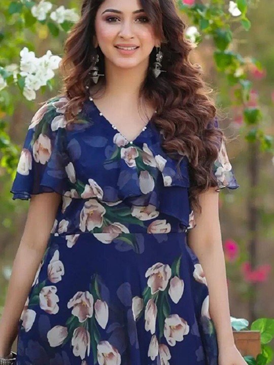 floral print v neck georgette maxi dress floral print v neck georgette maxi dress