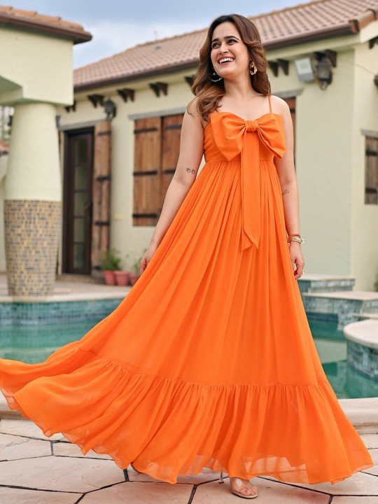 shoulder straps georgette flounce maxi dress shoulder straps georgette flounce maxi dress