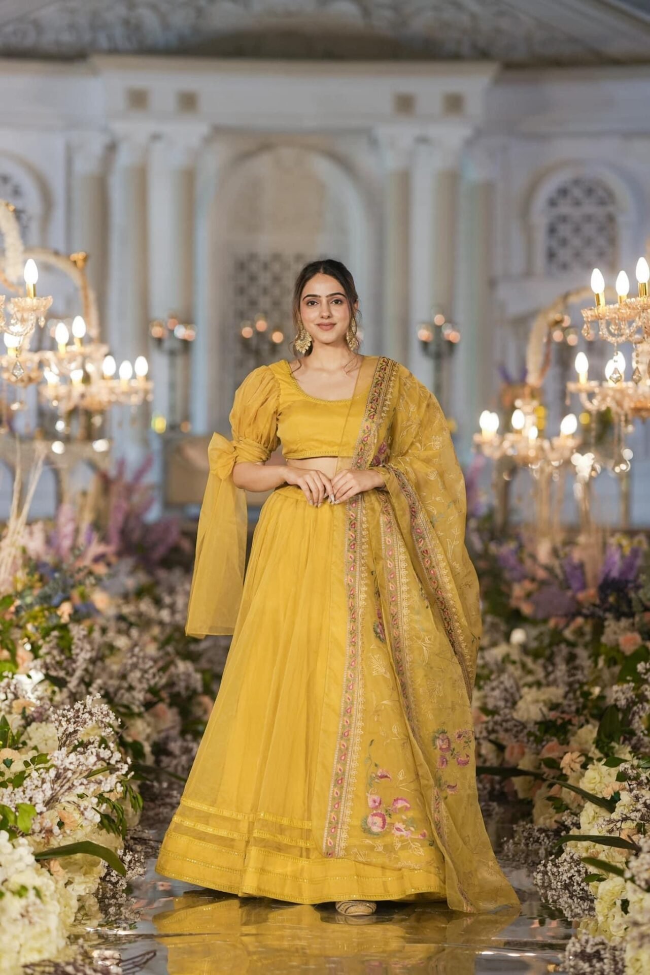 sianni yellow organza lehenga set sianni yellow organza lehenga set