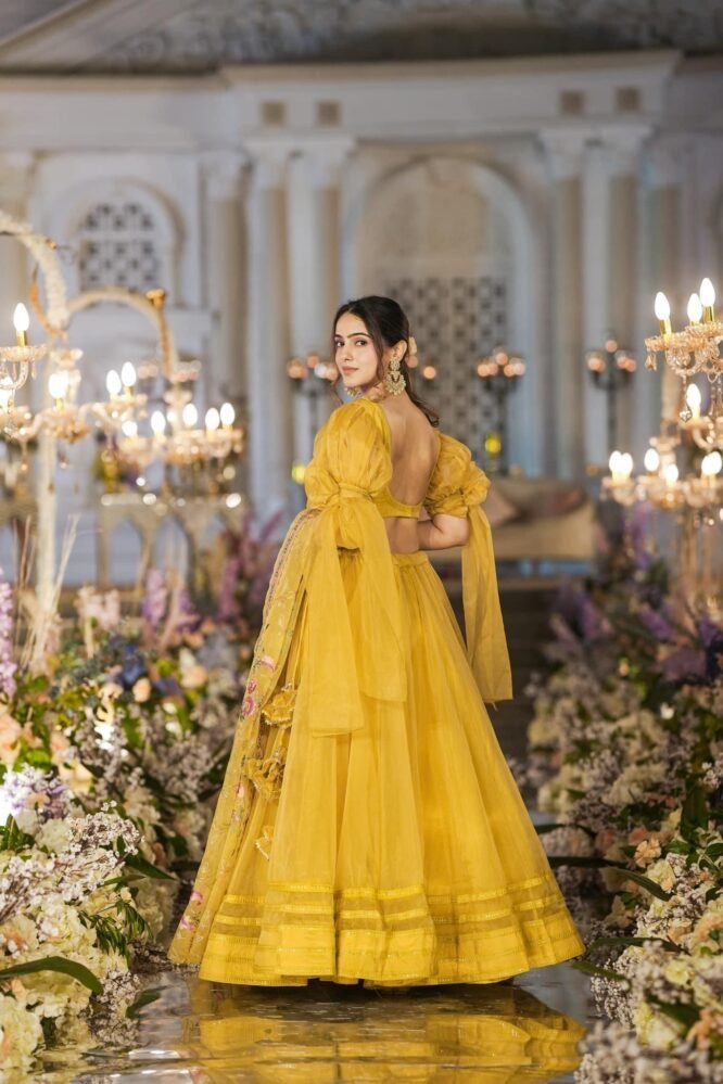 sianni yellow organza lehenga set sianni yellow organza lehenga set