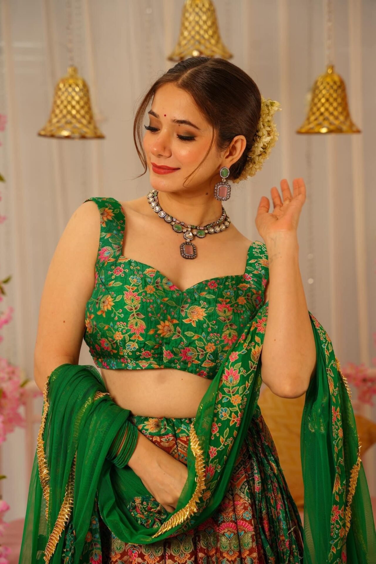 peacock green silk lehenga set peacock green silk lehenga set