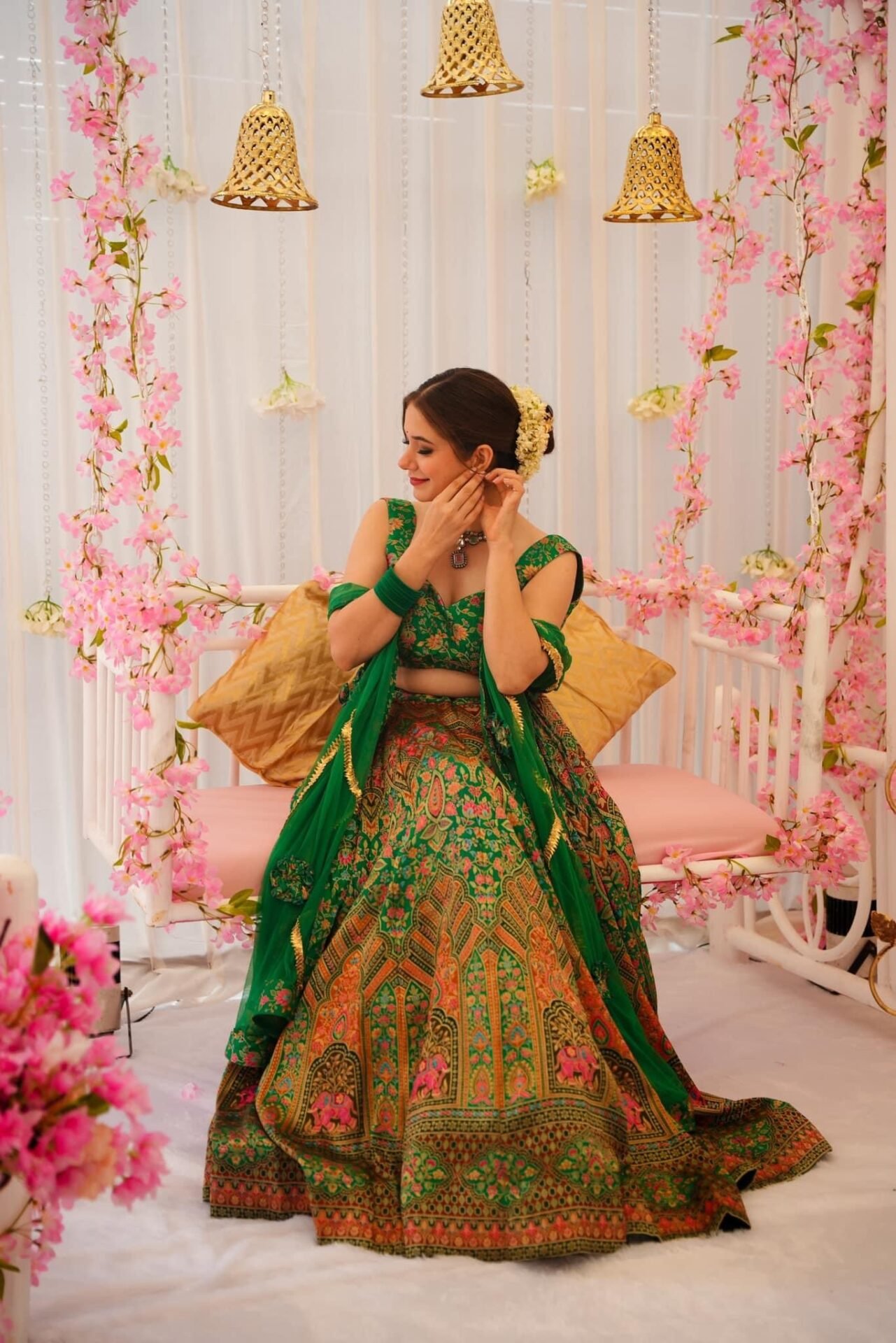 peacock green silk lehenga set peacock green silk lehenga set