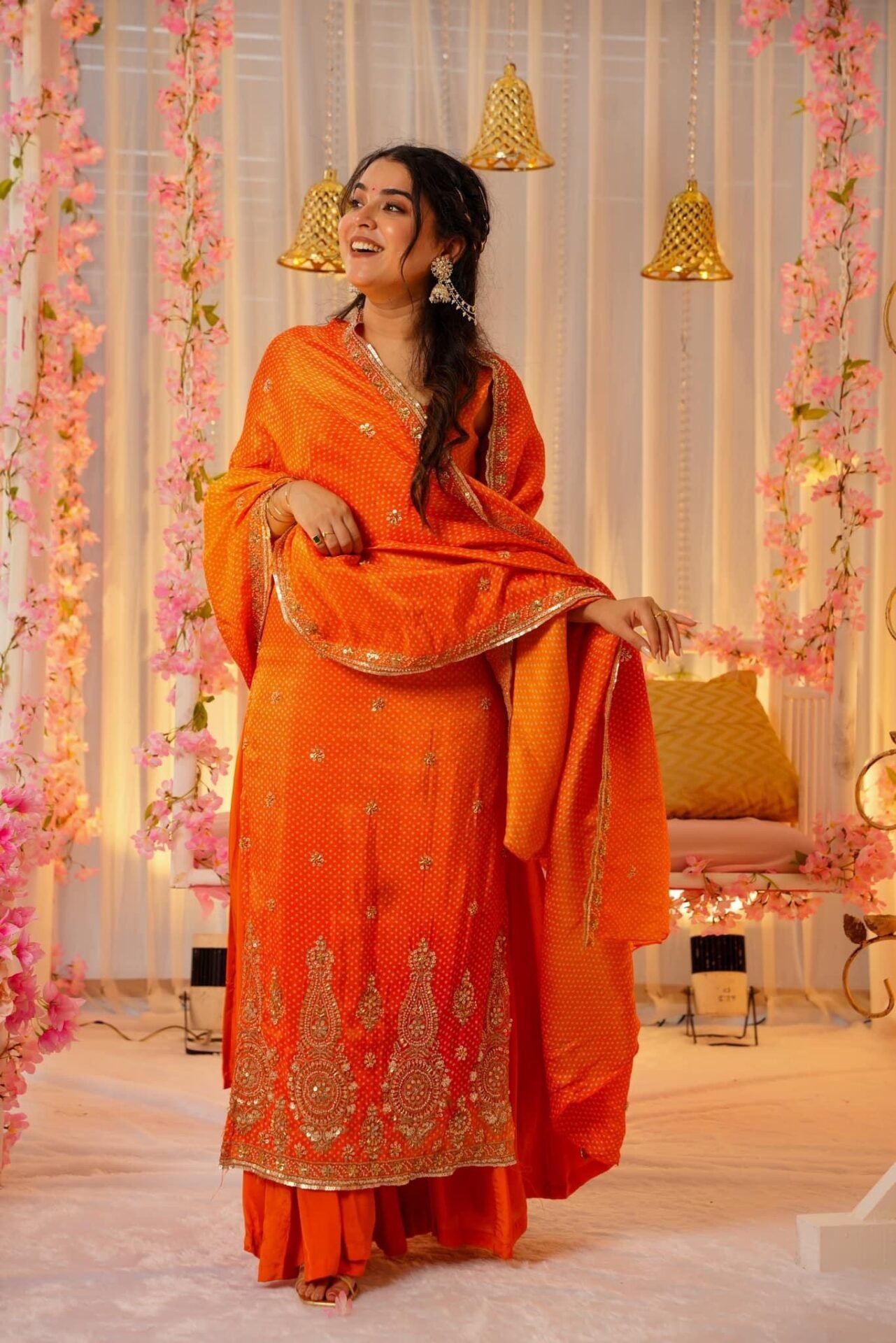 saffron silk heavy suit set saffron silk heavy suit set