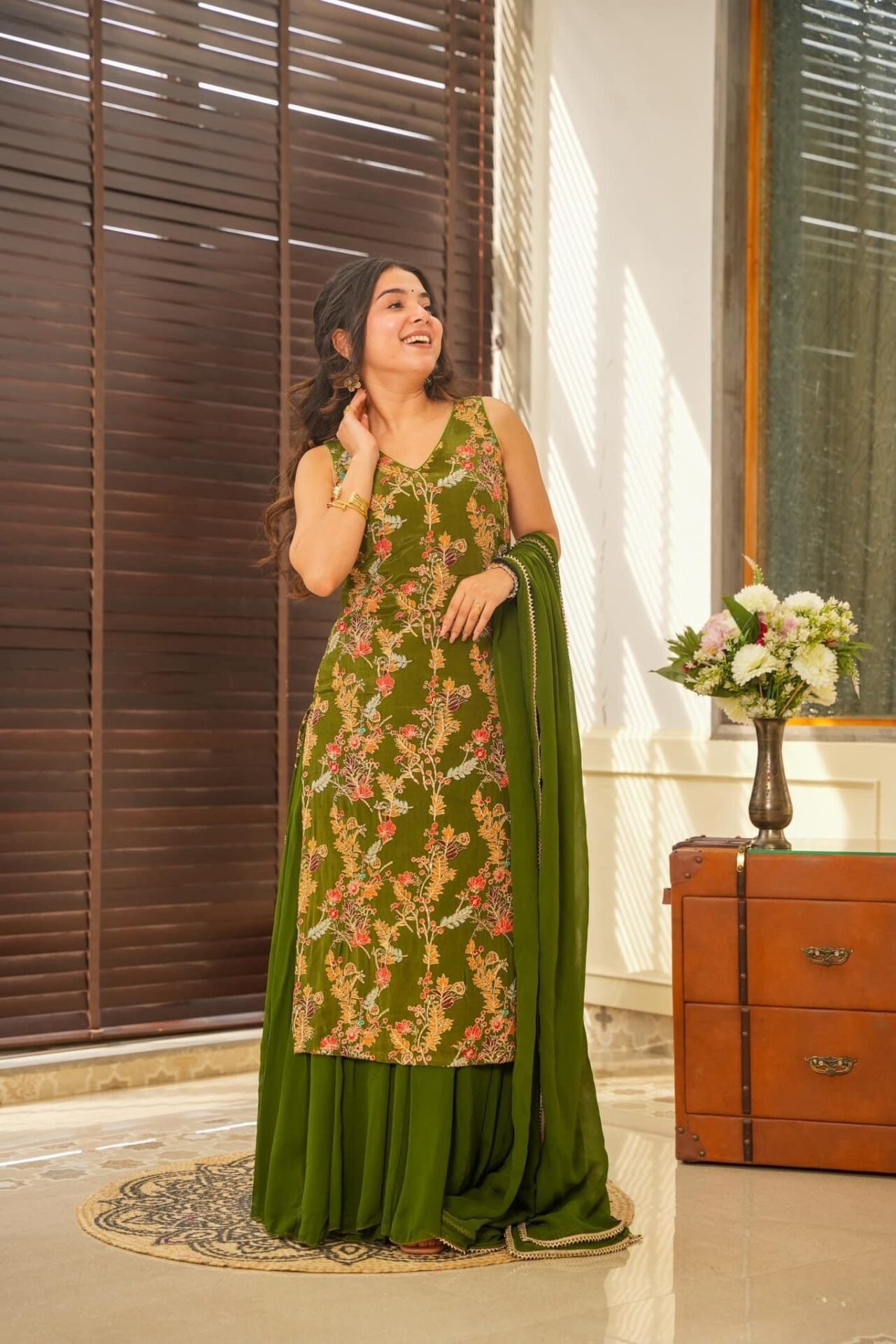 sakhi green heavy embroidered set sakhi green heavy embroidered set