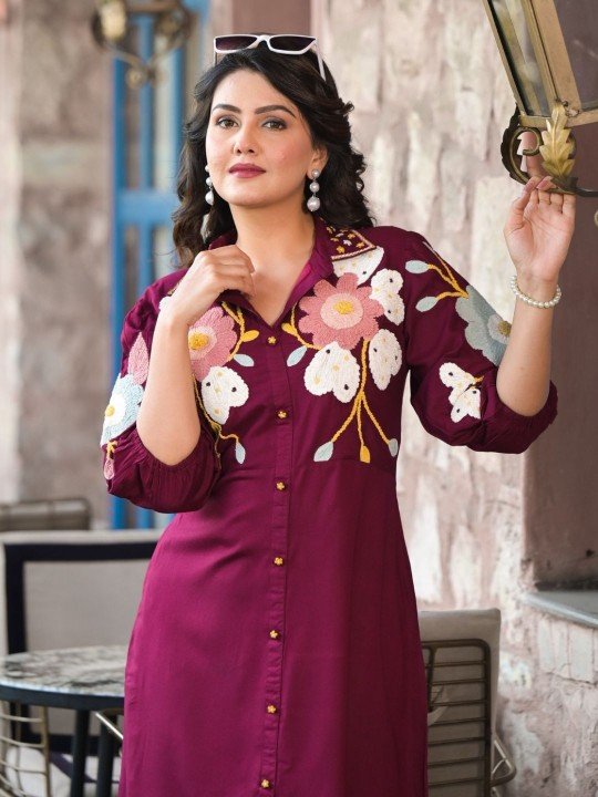 floral embroidered shirt collar a line midi cotton dress floral embroidered shirt collar a line midi cotton dress