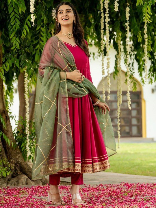 regular gotta patti kurta with trousers & dupatta regular gotta patti kurta with trousers & dupatta