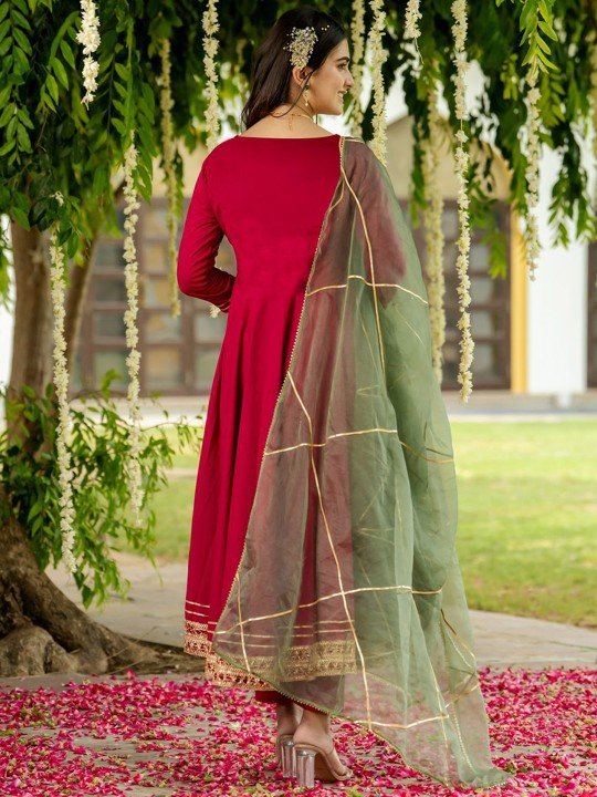 regular gotta patti kurta with trousers & dupatta regular gotta patti kurta with trousers & dupatta
