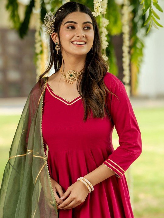 regular gotta patti kurta with trousers & dupatta regular gotta patti kurta with trousers & dupatta