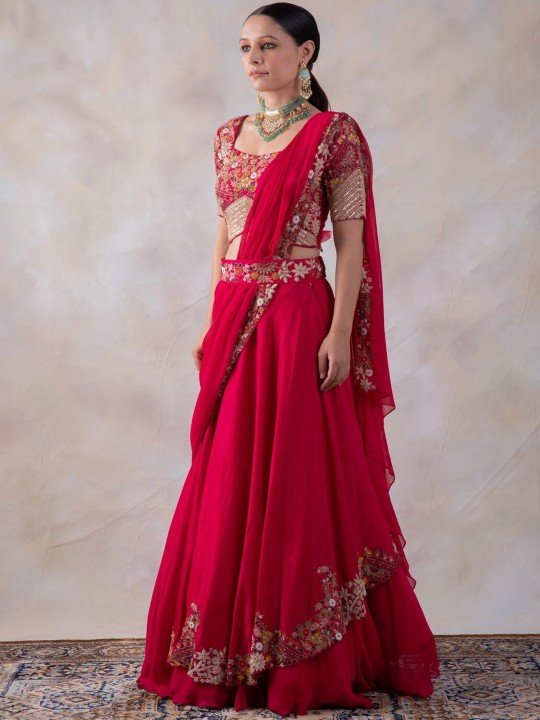 embroidered sequinned ready to wear lehenga & blouse with dupatta embroidered sequinned ready to wear lehenga & blouse with dupatta