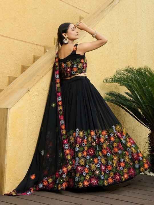 embroidered thread work semi stitched lehenga & unstitched blouse with dupatta embroidered thread work semi stitched lehenga & unstitched blouse with dupatta