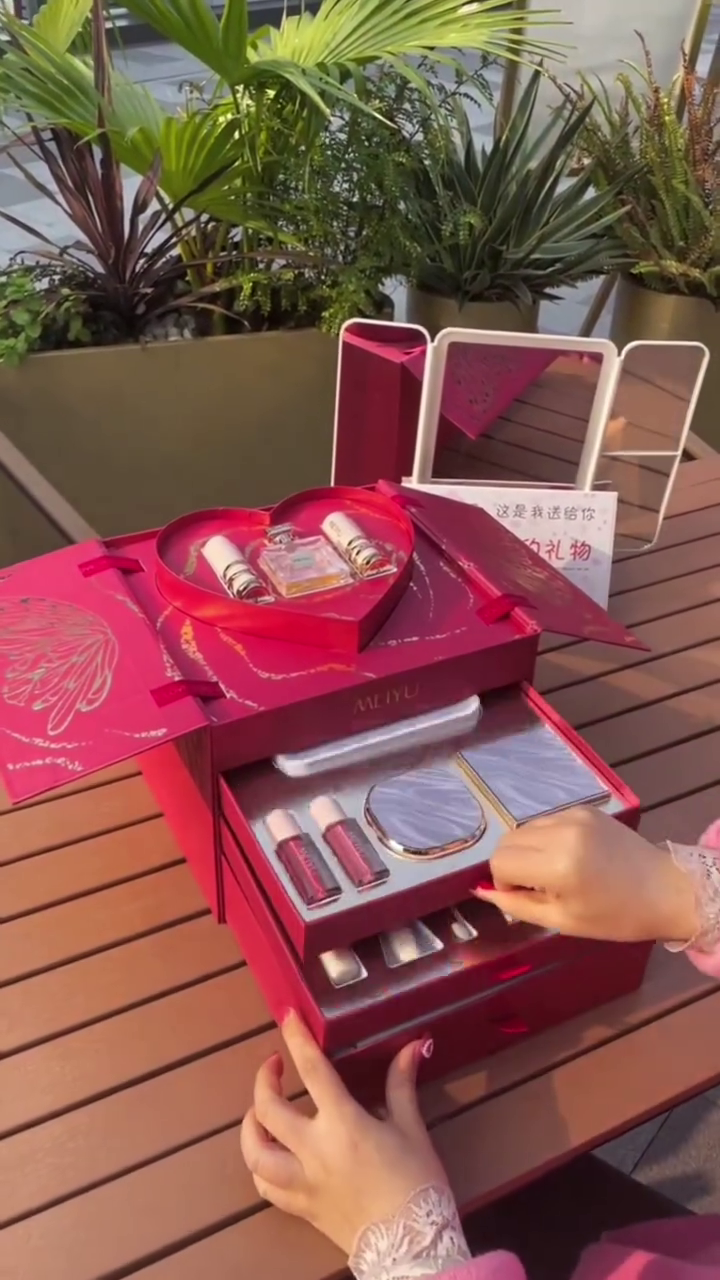elegant all in one makeup set with heart shaped box – includes lipsticks, perfume, compact mirror, and more elegant all in one makeup set with heart shaped box – includes lipsticks, perfume, compact mirror, and more